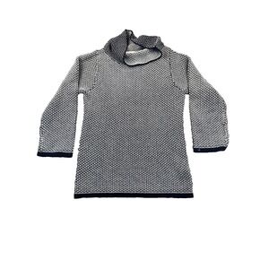 Boden Audrey Sweater Womens Size 2 Wool Turtleneck Long Sleeve  Blue white